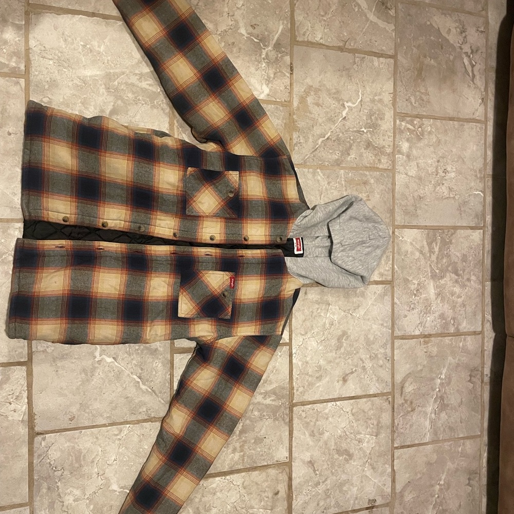 Wrangler Plaid Shirt Jacket - Blue, Tan, Red